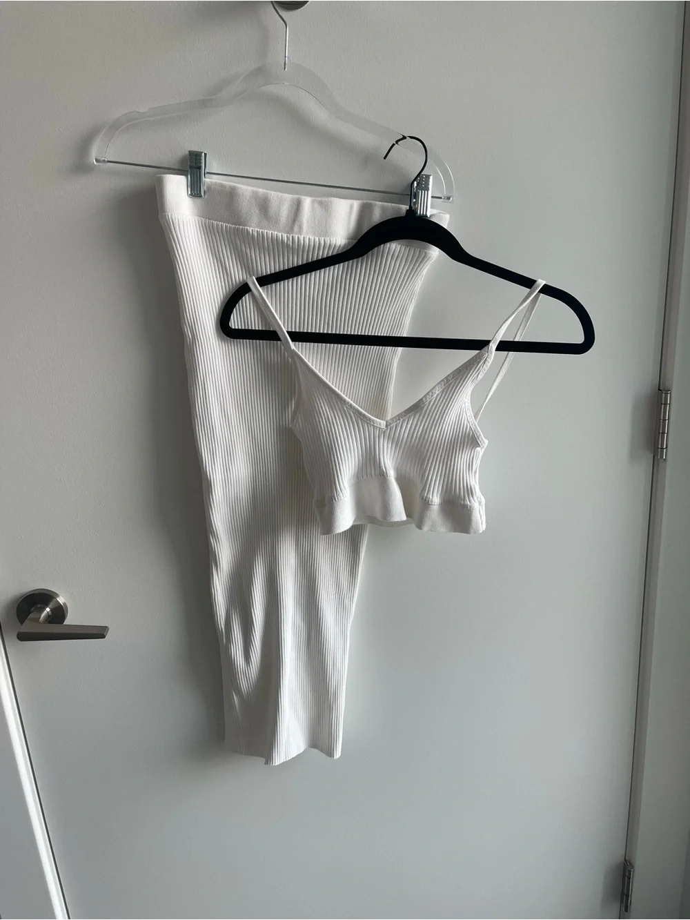 Zara White Ribbed Matching Set